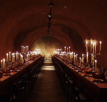 frazier winery - dinner in the caves